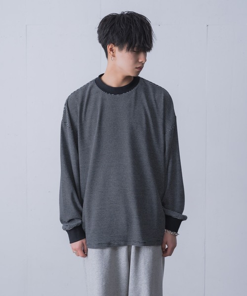 INTER FACTORY(インターファクトリー)の「てる - LOOSE SILHOUETTE BOARDER LONG T-SHIRT / ルーズシルエットボーダーロンT made in INTER FACTORY(Tシャツ/カットソー・メンズ・ホワイト/ブラック/ブルー・2/3)」の21枚目の写真