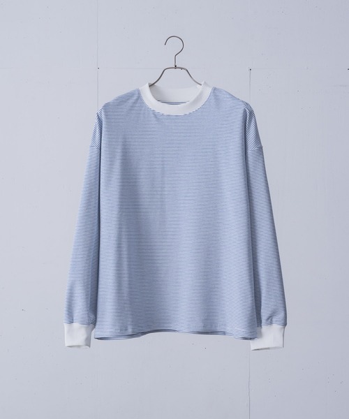 INTER FACTORY(インターファクトリー)の「てる - LOOSE SILHOUETTE BOARDER LONG T-SHIRT / ルーズシルエットボーダーロンT made in INTER FACTORY(Tシャツ/カットソー・メンズ・ホワイト/ブラック/ブルー・2/3)」の13枚目の写真