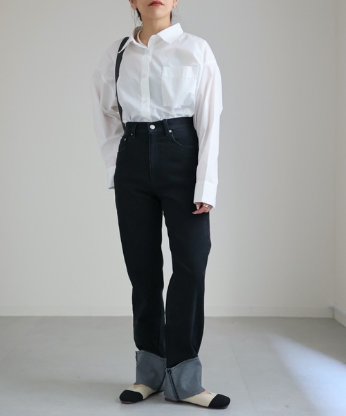 ap retro(アプレトロ)の「ストレッチロールアップデニムパンツ(デニムパンツ・レディース・ブラック/ワンウォッシュ・MEDIUM/LARGE)」の14枚目の写真