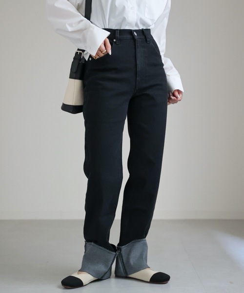 ap retro(アプレトロ)の「ストレッチロールアップデニムパンツ(デニムパンツ・レディース・ブラック/ワンウォッシュ・MEDIUM/LARGE)」の8枚目の写真