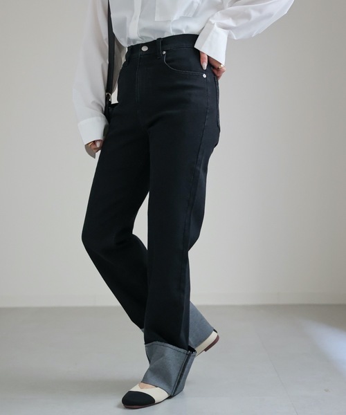 ap retro(アプレトロ)の「ストレッチロールアップデニムパンツ(デニムパンツ・レディース・ブラック/ワンウォッシュ・MEDIUM/LARGE)」の10枚目の写真