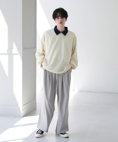 ASTRONOMY（アストロノミー）の「ドルマン襟配色ハーフジップポンチ/フェイクスウェードプルオーバー（スウェット・メンズ・ブラック系/ホワイト系/グレー系/グレー系2/ワイン系/グレー/チャコール/ホワイト/ブラック/ブラウン・L/M/S/XL）」の18枚目の写真