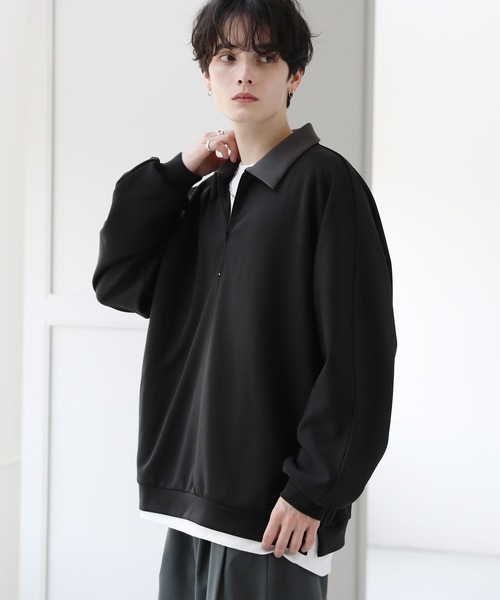 ASTRONOMY（アストロノミー）の「ドルマン襟配色ハーフジップポンチ/フェイクスウェードプルオーバー（スウェット・メンズ・ブラック系/ホワイト系/グレー系/グレー系2/ワイン系/グレー/チャコール/ホワイト/ブラック/ブラウン・L/M/S/XL）」の20枚目の写真