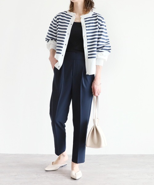 reca（レカ）の「パールボタンボーダーニットカーディガン（カーディガン/ボレロ・レディース・ブラック/インディゴブルー/ライム・FREE）」の22枚目の写真