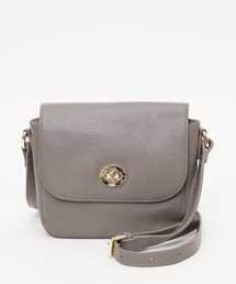 【牛革】シュリンクレザーヒネリ金具フラップショルダーバッグ