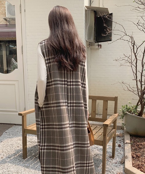 N.s(エヌドットエス)の「キーネックチェックワンピース(ワンピース・レディース・モカ/ブルー・M/L)」の13枚目の写真