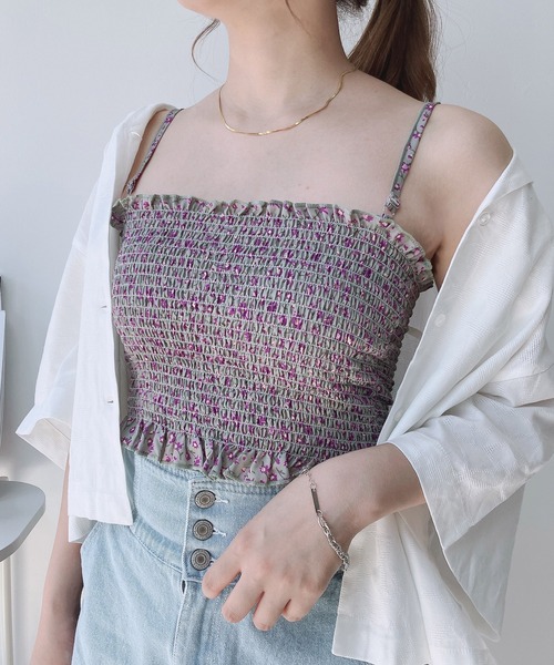 AS KNOW AS plus（アズノゥアズプラス）の「○カップ付シャーリングキャミソール（キャミソール・レディース・グレー/ブラック/グリーン/ホワイト/ピンク/ホワイト系その他/ブラック系その他/グリーン系その他/ダークグレー/ブラウン・FREE）」の10枚目の写真