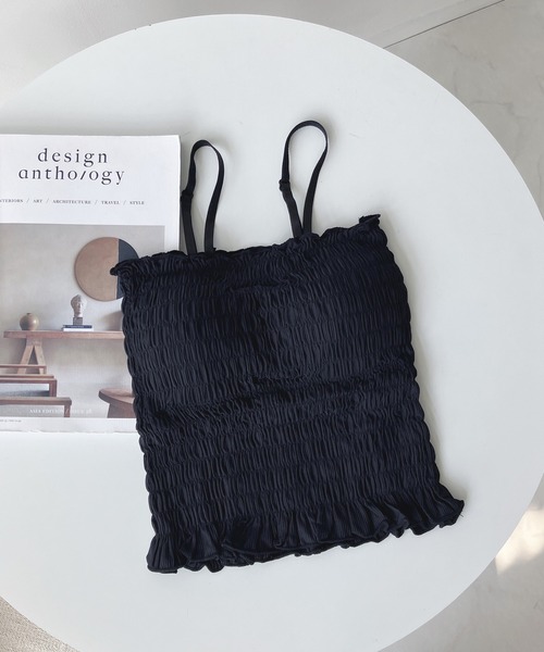 AS KNOW AS plus（アズノゥアズプラス）の「○カップ付シャーリングキャミソール（キャミソール・レディース・グレー/ブラック/グリーン/ホワイト/ピンク/ホワイト系その他/ブラック系その他/グリーン系その他/ダークグレー/ブラウン・FREE）」の12枚目の写真