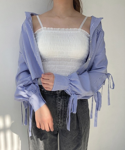 AS KNOW AS plus（アズノゥアズプラス）の「○カップ付シャーリングキャミソール（キャミソール・レディース・グレー/ブラック/グリーン/ホワイト/ピンク/ホワイト系その他/ブラック系その他/グリーン系その他/ダークグレー/ブラウン・FREE）」の19枚目の写真