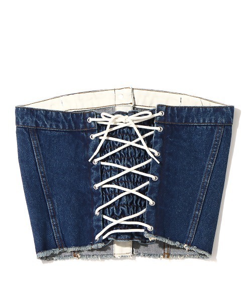 atmos pink（アトモスピンク）の「atmos pink デニムビスチェ（ベスト・レディース・ライトブルー/インディゴブルー・S/M）」の17枚目の写真