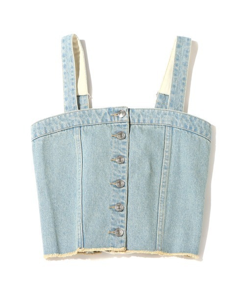 atmos pink（アトモスピンク）の「atmos pink デニムビスチェ（ベスト・レディース・ライトブルー/インディゴブルー・S/M）」の5枚目の写真