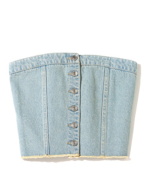 atmos pink（アトモスピンク）の「atmos pink デニムビスチェ（ベスト・レディース・ライトブルー/インディゴブルー・S/M）」の14枚目の写真