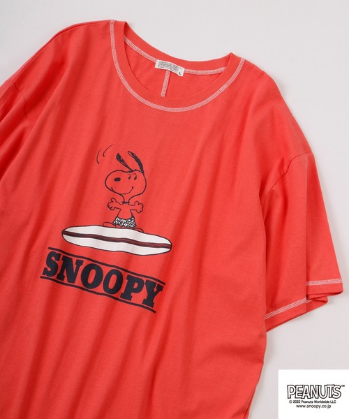 PEANUTS(ピーナッツ)の「PEANUTS スヌーピー ドロップショルダー 半袖Tシャツ(Tシャツ/カットソー・メンズ・ホワイト系その他2/ホワイト系その他/ピンク/グリーン/オフホワイト/ブルー/チャコール・L/M/LL)」の1枚目の写真