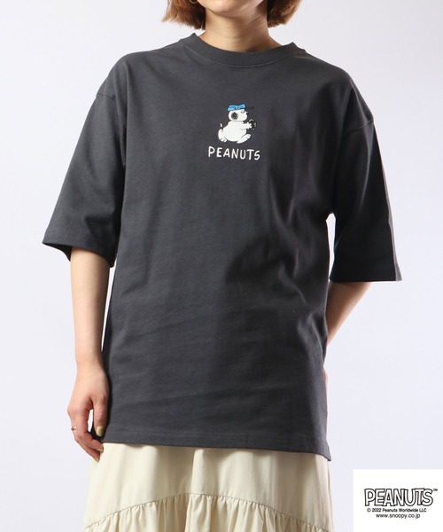 PEANUTS(ピーナッツ)の「PEANUTS スヌーピー ドロップショルダー 半袖Tシャツ(Tシャツ/カットソー・メンズ・ホワイト系その他2/ホワイト系その他/ピンク/グリーン/オフホワイト/ブルー/チャコール・L/M/LL)」の21枚目の写真