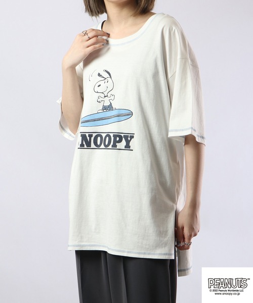 PEANUTS(ピーナッツ)の「PEANUTS スヌーピー ドロップショルダー 半袖Tシャツ(Tシャツ/カットソー・メンズ・ホワイト系その他2/ホワイト系その他/ピンク/グリーン/オフホワイト/ブルー/チャコール・L/M/LL)」の9枚目の写真