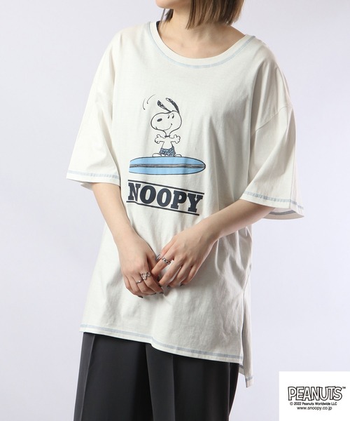 PEANUTS(ピーナッツ)の「PEANUTS スヌーピー ドロップショルダー 半袖Tシャツ(Tシャツ/カットソー・メンズ・ホワイト系その他2/ホワイト系その他/ピンク/グリーン/オフホワイト/ブルー/チャコール・L/M/LL)」の8枚目の写真