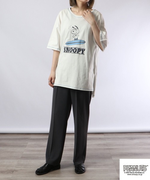 PEANUTS(ピーナッツ)の「PEANUTS スヌーピー ドロップショルダー 半袖Tシャツ(Tシャツ/カットソー・メンズ・ホワイト系その他2/ホワイト系その他/ピンク/グリーン/オフホワイト/ブルー/チャコール・L/M/LL)」の10枚目の写真