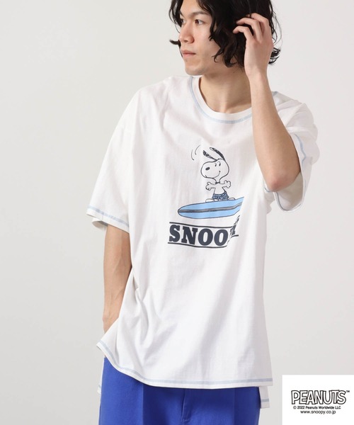 PEANUTS(ピーナッツ)の「PEANUTS スヌーピー ドロップショルダー 半袖Tシャツ(Tシャツ/カットソー・メンズ・ホワイト系その他2/ホワイト系その他/ピンク/グリーン/オフホワイト/ブルー/チャコール・L/M/LL)」の11枚目の写真