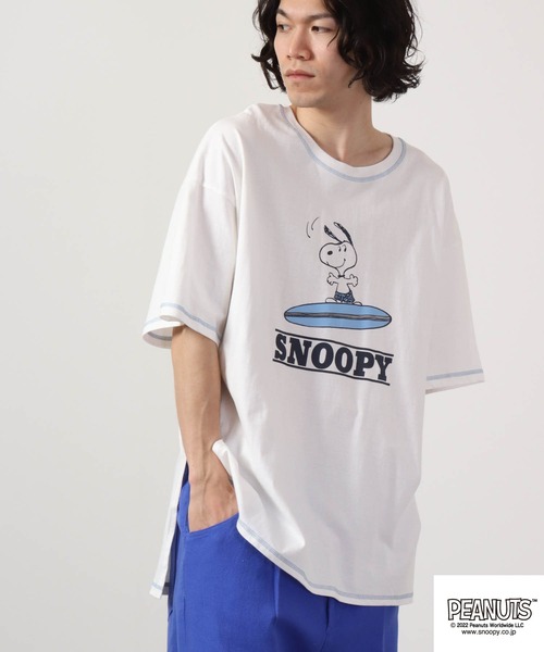 PEANUTS(ピーナッツ)の「PEANUTS スヌーピー ドロップショルダー 半袖Tシャツ(Tシャツ/カットソー・メンズ・ホワイト系その他2/ホワイト系その他/ピンク/グリーン/オフホワイト/ブルー/チャコール・L/M/LL)」の12枚目の写真