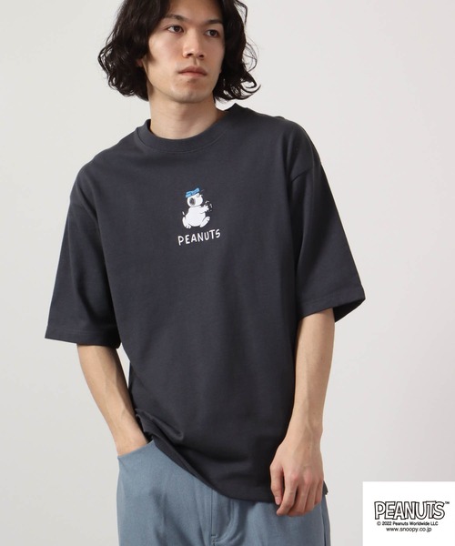 PEANUTS(ピーナッツ)の「PEANUTS スヌーピー ドロップショルダー 半袖Tシャツ(Tシャツ/カットソー・メンズ・ホワイト系その他2/ホワイト系その他/ピンク/グリーン/オフホワイト/ブルー/チャコール・L/M/LL)」の16枚目の写真