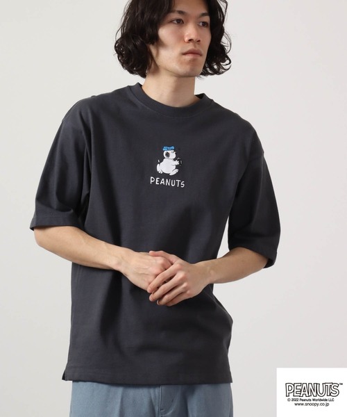 PEANUTS(ピーナッツ)の「PEANUTS スヌーピー ドロップショルダー 半袖Tシャツ(Tシャツ/カットソー・メンズ・ホワイト系その他2/ホワイト系その他/ピンク/グリーン/オフホワイト/ブルー/チャコール・L/M/LL)」の17枚目の写真