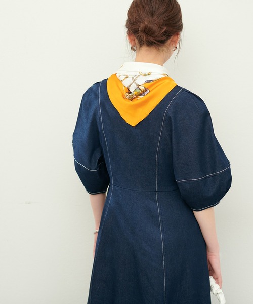 natural couture（ナチュラルクチュール）の「アクセ柄スカーフ（ストール/ショール・レディース・グリーン/オレンジ・FREE）」の14枚目の写真