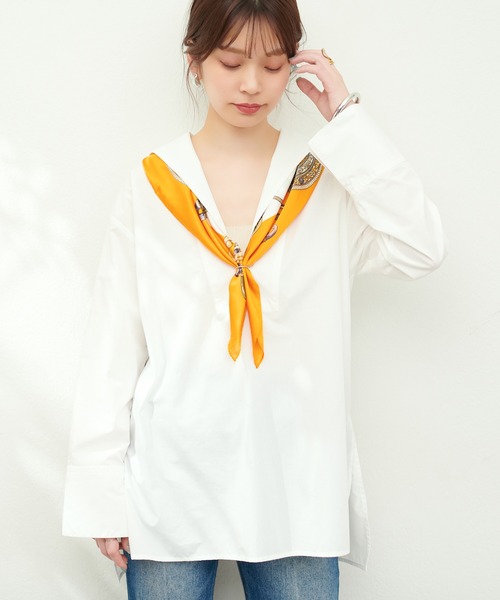 natural couture（ナチュラルクチュール）の「アクセ柄スカーフ（ストール/ショール・レディース・グリーン/オレンジ・FREE）」の9枚目の写真