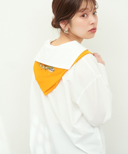 natural couture（ナチュラルクチュール）の「アクセ柄スカーフ（ストール/ショール・レディース・グリーン/オレンジ・FREE）」の10枚目の写真