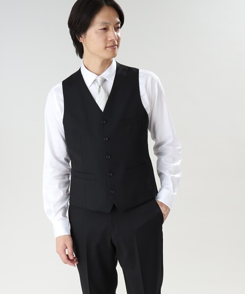 TAKEO KIKUCHI（タケオキクチ）の「【冠婚葬祭/3ピース対応】サージ ベスト（スーツベスト・メンズ・ブラック系5/ネイビー系9/ネイビー/ブラック・03/01/02/04/05）」の2枚目の写真