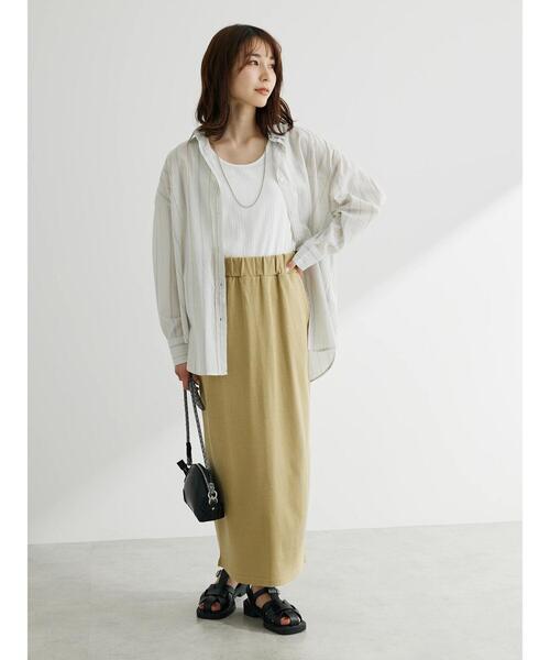 Green　Parks（グリーンパークス）の「・Double Flags 10ozナロースカート（スカート・レディース・サックスブルー/ベージュ/ブラック/チャコールグレー・FREE）」の5枚目の写真