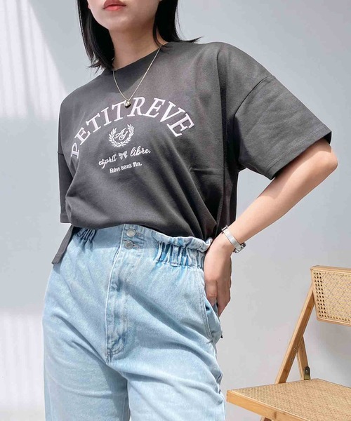 AS KNOW AS plus（アズノゥアズプラス）の「○後レースアップ　ロゴ刺繍アソートTシャツ（Tシャツ/カットソー・レディース・ピンク/オフホワイト/サックスブルー/スミクロ/サックスブルー系/ホワイト系/グレー系1/サックスブルー系1/ピンク系1/ホワイト系1/ネイビー系2/ピンク系2/ホワイト系2/グレー系2/グレー系3/パープル系3・FREE）」の9枚目の写真