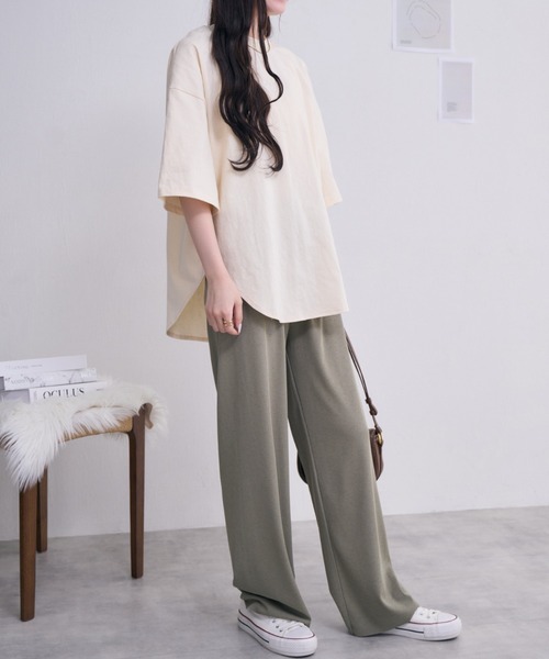 Eclat one(エクラワン)の「今なら490円!オーバーサイズ 2WAYヘンリーネックプルオーバー(Tシャツ/カットソー・レディース・ナチュラル/ブラック/オフホワイト/グレー・FREE)」の10枚目の写真