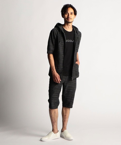 NICOLE CLUB FOR MEN（ニコルクラブフォーメン）の「ハニカムジャガードフードフルジップパーカ（パーカー・メンズ・ブラック×グレー/ブルー/ライトグレー/ブラック系・X-LARGE/MEDIUM/LARGE）」の18枚目の写真