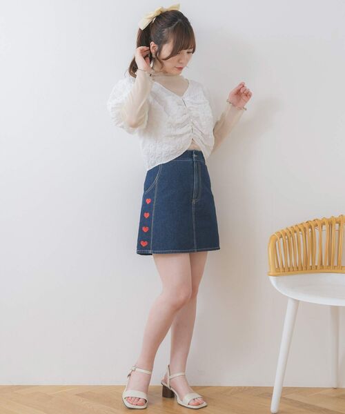 ems excite（エムズエキサイト）の「フロント釦パフ袖CT（Tシャツ/カットソー・レディース・ピンク/ナチュラル/オフホワイト・FREE）」の6枚目の写真