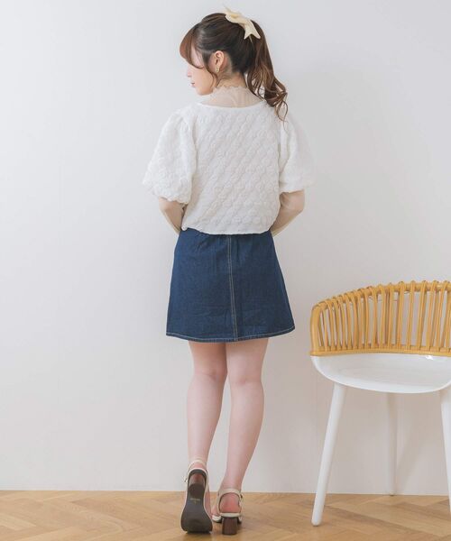 ems excite（エムズエキサイト）の「フロント釦パフ袖CT（Tシャツ/カットソー・レディース・ピンク/ナチュラル/オフホワイト・FREE）」の7枚目の写真