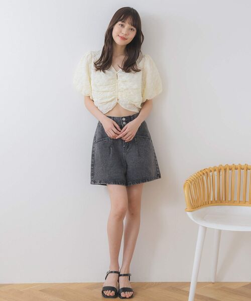 ems excite（エムズエキサイト）の「フロント釦パフ袖CT（Tシャツ/カットソー・レディース・ピンク/ナチュラル/オフホワイト・FREE）」の11枚目の写真