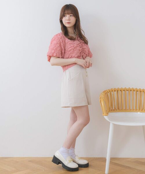 ems excite（エムズエキサイト）の「フロント釦パフ袖CT（Tシャツ/カットソー・レディース・ピンク/ナチュラル/オフホワイト・FREE）」の20枚目の写真