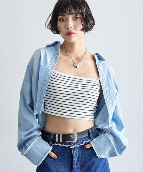 PAGEBOY(ページボーイ)の「カットオフクロップドシャツ(シャツ/ブラウス・レディース・オフホワイト/ブラック/ブルー系その他・FREE)」の11枚目の写真