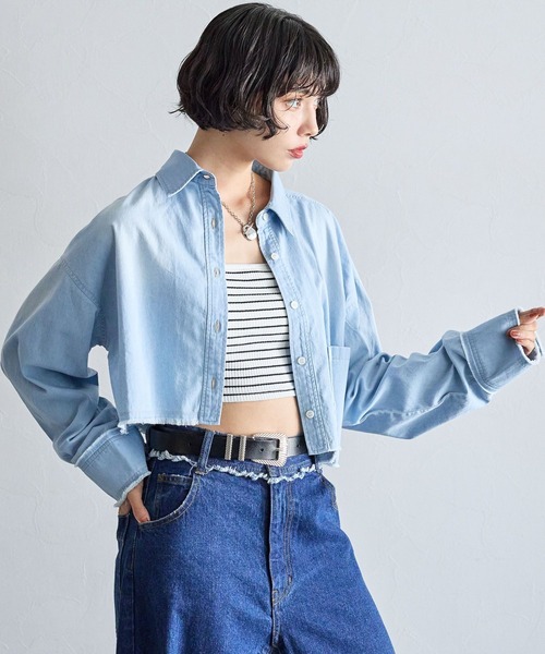 PAGEBOY(ページボーイ)の「カットオフクロップドシャツ(シャツ/ブラウス・レディース・オフホワイト/ブラック/ブルー系その他・FREE)」の15枚目の写真