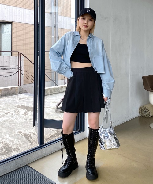 PAGEBOY(ページボーイ)の「カットオフクロップドシャツ(シャツ/ブラウス・レディース・オフホワイト/ブラック/ブルー系その他・FREE)」の6枚目の写真