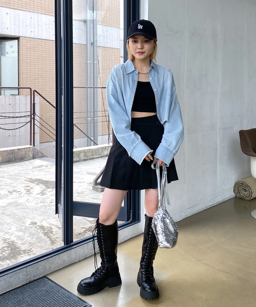 PAGEBOY(ページボーイ)の「カットオフクロップドシャツ(シャツ/ブラウス・レディース・オフホワイト/ブラック/ブルー系その他・FREE)」の7枚目の写真