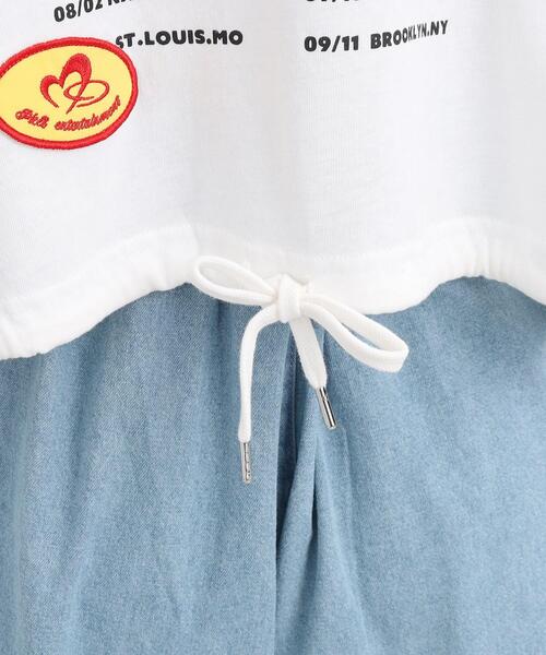 PINK-latte（ピンクラテ）の「◆【前後2WAY】裾ドロストワッペンTシャツ（Tシャツ/カットソー・キッズ・チャコールグレー/カーキ系/オフホワイト・14/15 /16）」の12枚目の写真