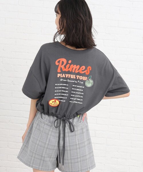 PINK-latte（ピンクラテ）の「◆【前後2WAY】裾ドロストワッペンTシャツ（Tシャツ/カットソー・キッズ・チャコールグレー/カーキ系/オフホワイト・14/15 /16）」の9枚目の写真