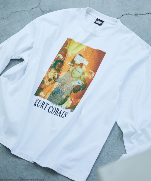 LIFE（ライフ）の「LIFE/ライフ 別注 Kurt Cobain コラボフォト コラージュ L/S Tシャツ/ロングスリーブ（Tシャツ/カットソー・メンズ・チャコールグレー/オフホワイト・MEDIUM/LARGE）」の16枚目の写真