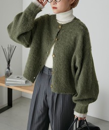forksy. | 【forksy.】2wayミックス起毛レイヤード配色ショートニットカーディガン(カーディガン/ボレロ)