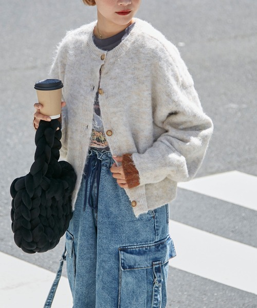 ワイズ ストールレイヤーデザインショートニットボレロ 黒2