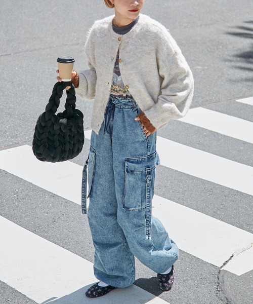 ワイズ ストールレイヤーデザインショートニットボレロ 黒2