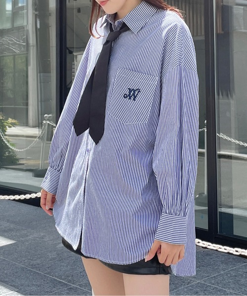 one way（ワンウェイ）の「ワンポイント刺繍ビッグシャツ（シャツ