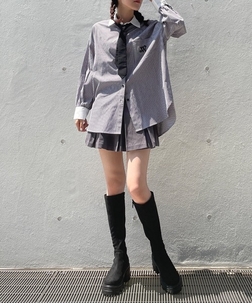 one way(ワンウェイ)の「ワンポイント刺繍ビッグシャツ(シャツ/ブラウス・レディース・ブラック系その他/ブルー系その他/ブラック/ホワイト・FREE)」の11枚目の写真