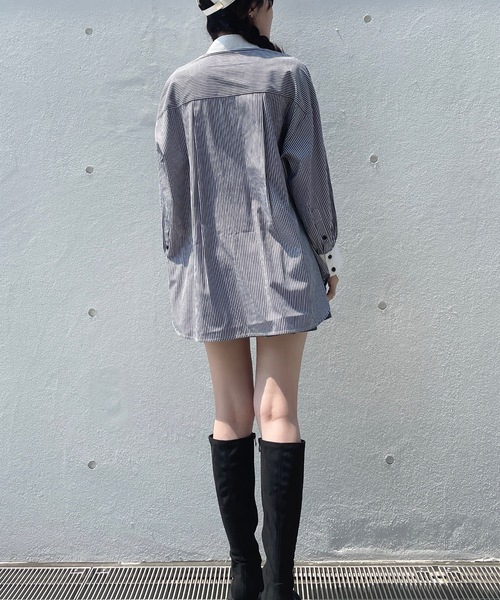 one way(ワンウェイ)の「ワンポイント刺繍ビッグシャツ(シャツ/ブラウス・レディース・ブラック系その他/ブルー系その他/ブラック/ホワイト・FREE)」の14枚目の写真